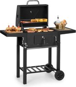 Klarstein Meat Machine, скара на дървени въглища, 45 х 32,5 см, термометър, колела, черен