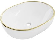 Mexen Viki мивка върху плот 48 x 35 см, бяла/златна рамка - 21054805