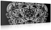 Картина на платно – Мандала здраве в черно-бяло изпълнение
