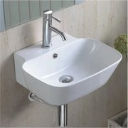 Мивка за баня ICC 4841, Inter Ceramic, стенен монтаж, с отвор за смесител и преливник, порцелан, бял, 48x41x17см