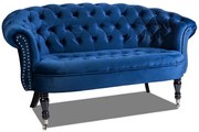 Двуместно канапе Chesterfield Deluxe в синьо, 152/82/82 см