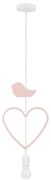 Детски полилей на кабел HEART 1xE27/20W/230V розов/бял