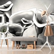 Тапет – Черно-бели елегантни цветя кали