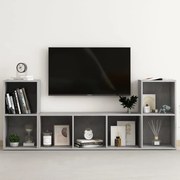 3080019 vidaXL Комплект ТВ шкафове от 3 части, бетонно сив, инженерно дърво