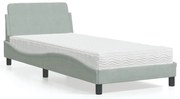 3208291 vidaXL Легло с матрак Dover, светлосиво, 80x200 см, кадифе
