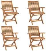 3072720 vidaXL Сгъваеми градински столове, 4 бр, тик масив