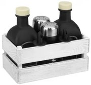 Horecano - Стъклен оливерник от 5 части в дървена касетка винтидж бяло OLD FASHIONED-BLACK-(HC-54441)