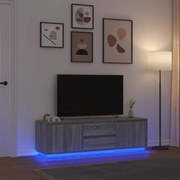3328431 vidaXL ТВ шкаф с LED осветление, сив сонома, 160,5x41x50 см
