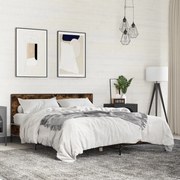 3280009 vidaXL Рамка за легло, опушен дъб, 160x200 см, инженерно дърво и метал