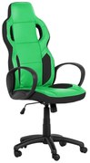 Геймърски стол Carmen 7510, До 130 кг, Еко кожа, Регулиране на люлеенето, Полипропиленови колелца, Черен/зелен