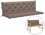 Възглавница за градинска пейка таупе 180x(50+50)x7 см оксфорд