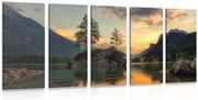 картини от 5 части – Планински пейзаж край езеро