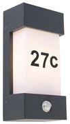 Външна стенна лампа тъмно сива IP44 с датчик за движение - Tide