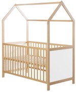 Бебешко креватче Homy Plus-Естествено-Бял