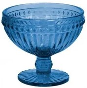 Стъклена чаша на столче за десерти / мелби ф12.5х10cm 370ml СИНЬО OLD SCHOOL-(HC-93962) 194610-5