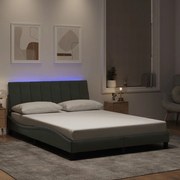 3213781 vidaXL Рамка за легло с LED осветление, светлосива, 140x200 см, кадифе