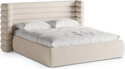 Бежово тапицирано двойно легло с място за съхранение и включена подматрачна рамка 180x200 cm Mount – Micadoni