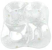 Стъклена чиния с коледен мотив за сервиране ø 28,5 cm Frosty Flakes – Dakls