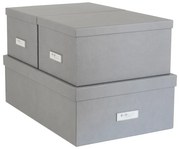 Комплект от 3 сиви кутии за съхранение Inge - Bigso Box of Sweden