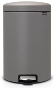 Кош за боклук с педал Brabantia NewIcon 1001091, 20 л, Плавно затваряне, Противоплъзгаща основа, Минерално покритие, Сив