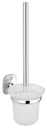 Aqualine - Четка за тоалетна със стенен монтаж RUMBA млечен стъкло/лъскав хром