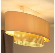 Duolla - Полилей за повърхностен монтаж DOUBLE OVAL RATTAN 2xE27/15W/230V кремав/ратан