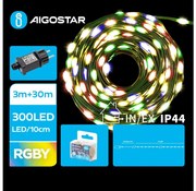 Aigostar - LED външна коледна гирлянда 300 LED / 8 режима, 33m, IP44, многоцветна