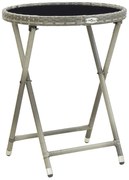 46204 vidaXL Маса за чай, сива, 60 см, полиратан и закалено стъкло