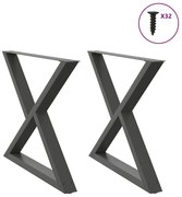 4012734 vidaXL Крака за трапезна маса, 2 бр., антрацит, 90x(72-73,3) см, стомана