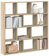 860006 vidaXL Стенен кубичен рафт, 12 отделения, дъб сонома, инженерно дърво