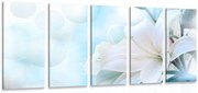 картини от 5 части – Бял цвят на лилия на абстрактен фон