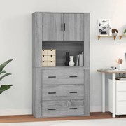 3185389 vidaXL Висок шкаф, сив сонома, инженерно дърво