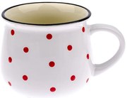Бяла керамична чаша с червени точки Happy Time, 770 ml - Dakls