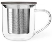 Чаша за чай с цедка Viva Scandinavia MINIMA EVA V82748, 400 мл, Стъкло, Бамбук, Прозрачен/сив