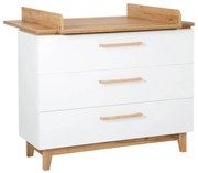 Бял нисък скрин от дъб с маса за преповиване 118x104 cm Finn - Roba