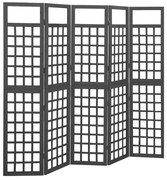 316484 vidaXL Параван за стая, 5 панела, масивна ела, черен, 201,5x180 см