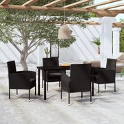 3099615 vidaXL Градински трапезен комплект, 5 части, черен