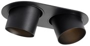 Кръгъл вграден прожектор черен GU10 70mm накланящ се 2-светлинен - Installa