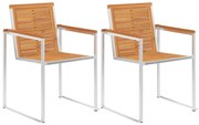 46495 vidaXL Градински столове 2 бр акация масив и неръждаема стомана