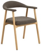 АДЭЛЕ Кафяво Таупе (тъкан Монза 40)/рамка Естествен дъб - ДЪРВЕН РЕТРО СТОЛ С БУКЛЕ ТАПИЦЕРИЯ ЗА ДНЕВНА / ТРАПЕЗАРИЯ / КУХНЯ