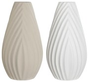 Ваза Home ESPRIT Бял Бежов Каменинов Занаятчийски стил 24 x 24 x 41 cm (2 броя)