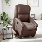 3204242 vidaXL Електрически изправящ реклайнер стол, кафяв, изкуствена кожа