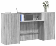 3324219 vidaXL Приемно бюро, сив сонома, 200x50x103,5 см, инженерно дърво