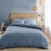 Синьо двойно крепирано спално бельо 200x200 cm Seersucker – Catherine Lansfield