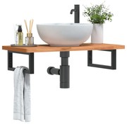 3302365 vidaXL Стенен рафт за мивка, стомана и масивно дърво бук