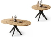 РЕНЦО Дъб Артизан/черен крак - КРЪГЛА МАСА Ø110 РАЗТЕГАТЕЛНА ДО 180 см | ЗА КУХНЯ ТРАПЕЗАРИЯ ХОЛ РЕТРО