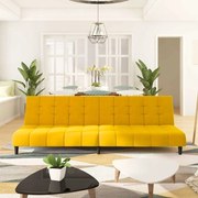 375770 vidaXL 2-местно разтегателно канапе, жълто, кадифе