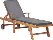 48023 vidaXL Шезлонг с шалте, тиково дърво масив, тъмносиво