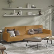 375945 vidaXL 2-местно разтегателно канапе, кафяво, кадифе