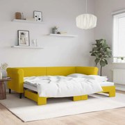 3197776 vidaXL Канапе с изтеглящо разтегателно легло жълто 90x200 см кадифе